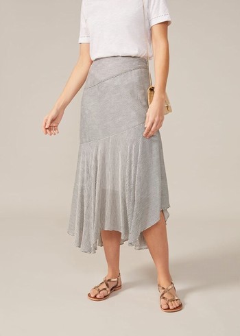 Phase Eight Tilia Stripe Skirts Dark Grey Australia | GJ4813592